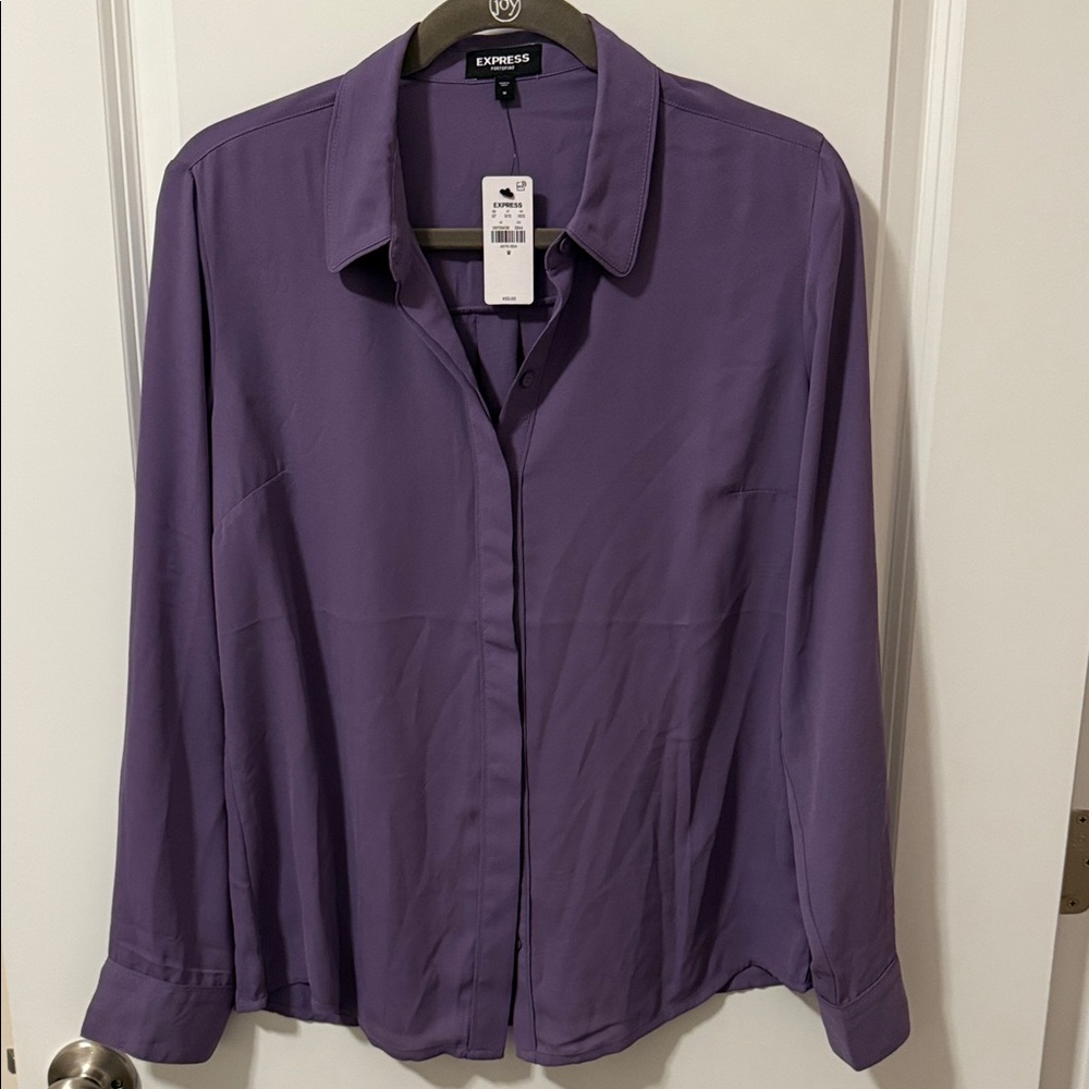 NWT Express Women's Lavender Button Down Shirt